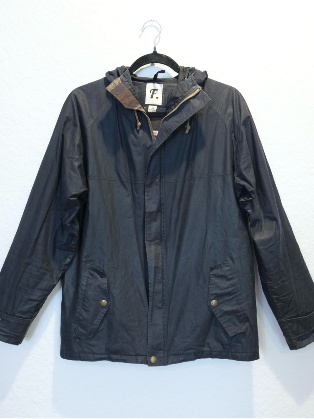 Freeman Waxed Cotton Raincoat Size 34 Men’s S Black Plaid Flannel Seattle Filson